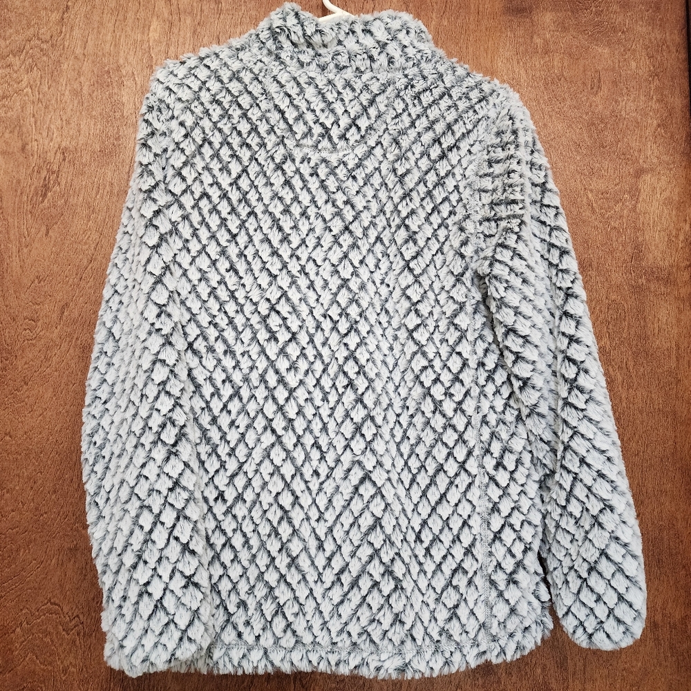 Simply Southern Textured Sherpa Faux Fur Quarter Zip Pullover Small - Picture 2 of 8